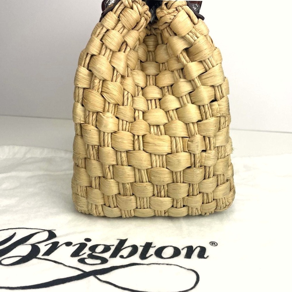 Vintage BRIGHTON Straw Embossed Croc Resort Coastal Handbag Purse Dust Bag Boho - Picture 6 of 9